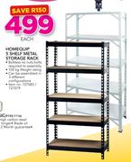Homequip 5 Shelf Metal Storage Rack-Each