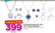 Sterling Silver Gift Sets With Cubic Zirconia-Per Set