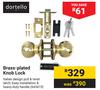 Dortello Brass-Plated Knob Lock 643419