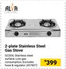 Alva 2 Plate Stainless Steel Gas Stove