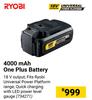 Ryobi 4000 mAh One Plus Battery