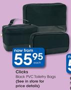 Clicks Black PVC Toiletry Bags-Each