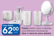 Clicks Plastic Clear Or Marble Look Bathroom Accessories-Each