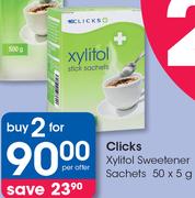 Clicks Xylitol Sweetener Sachets-2 x 50 x 5g