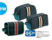 Clicks Men's Black, Green & Red Toiletry Or Hanging Bags-Each