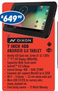 Dixon 7" 4GB Android 5.0 Tablet