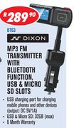 Dixon MP3 FM Transmitter With Bluetooth Function USB & Micro SD Slots BT63