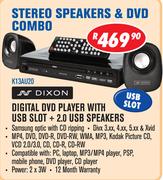 Dixon Ditigal DVD Player With USB Slot + 2.0 USB Speakers K13AU20