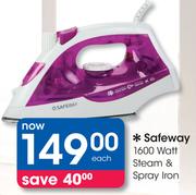 Safeway 1600W Steam & Spray Iron