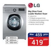 LG 8Kg Silver Front Loader Washer/Dryer F1496ADP4