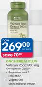 GNC Herbal Plus Valerian Root 1500mg 100 Vegetarian Capsules-Per Pack