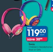 Sway Children's Headphones Boys Or Girls-Each