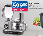 Kambrook 400W 2-In-1 Silver Food Processor & Blender
