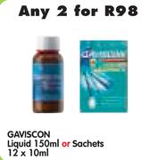 Gaviscon Liquid 150ml Or Sachets 12x10ml-Any 2