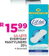 Lil-Lets Everyday Pantyliners Assorted-20's Each