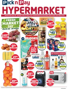 Pick n Pay Hypermarket Gauteng, Free state, North West : Mega 3 Day Specials (26 April - 28 April 2024) 
