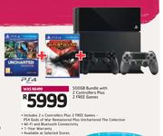 PS4 500GB Bundle With 2 Controllers Plus 2 Free Games