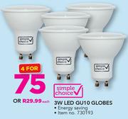 Simple Choice 3W LED GU10 Globes-For 4