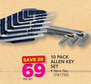 Topline 10 Pack Allen Key Set-Per Set