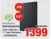 Seagate 2.5" 3TB Expansion Hard Drive 2SIN USB3 BLK
