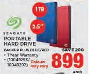 Seagate 2.5" 1TB Portable Expansion Hard Drive Backup Plus Blue/Red-Each