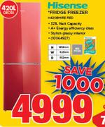 Hisense 420Ltr Fridge Freezer H420BMIRE RED