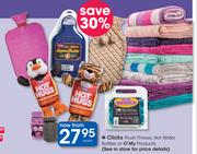 Clicks Plush Throws, Hot water Bottles Or O'My Products-Each