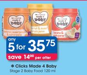 Clicks Made 4 Baby Stage 2 Baby Food-5 x 120ml