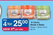 Clicks Made 4 Baby Stage 1 Baby Food-4 x 80ml