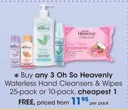 Oh So Heavenly Waterless Hand Cleansers & Wipes 25 Pack Or 10 Pack-Per Pack