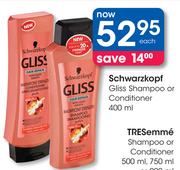Schwarzkopf Gliss Shampoo Or Conditioner-400ml Each