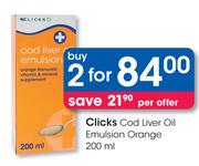 Clicks Cod Liver Oil Emulsion Orange-2x200ml
