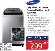 Samsung 15Kg Silver Top Loader Washing Machine-Activ Dual Wash WA15J5730SS