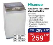 Hisense 13Kg Silver Top Loader Washing Machine WTX1302S