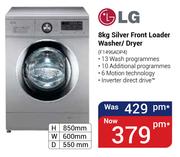 LG 8Kg Silver Front Loader Washer/Dryer F1496ADP4