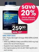 GNC Fish Oils Ultra Triple Strength Omega 1560 EPA & DHA-60 Softgels Per Pack