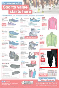 Sportsmans Warehouse : Sports Value Starts Here (24 Jul - 10 Aug 2014), page 1