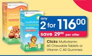 Clicks Multivitamin 60 Chewable Tablets Or Vitamin C 60 Gummies-For 2