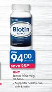 GNC Biotin 300 mcg 100 Tablets-Per pack