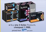 Kotex Products-Per Pack