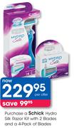 Schick Hydro Silk Razor Kit With 2 Blades And 4 Pack Of Blades-Per Offer