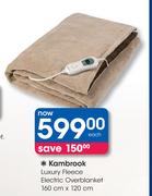 Kambrook Luxury Fleece Electric Overblanket 160x120cm-Each