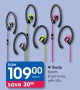 Sway Sports Earphones With Mic-Each