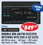 Dixon Double Din AM/FM Receiver MP3/WMA With USB & SD Slots MP0553