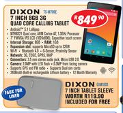 Dixon 7 Inch 8GB 3G Quad Core Calling Tablet TS-M706E With Free Dixon 7 Inch Tablet Sleeve GIM1501