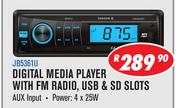 Jebson Car Decks Digital Media Player With FM Radio, USB & Sd Slots JB5361U