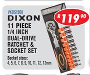 Dixon 11 Piece 1/4 Inch Dual Drive Ratchet & Socket Set VKDS1508