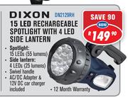 Dixon 15 LED Rechargeable Spotlight With 4 LED Side Lantern DN2129RH