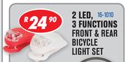 2 LED, 3 Functions Front & Rear Bicycle Light Set 16-1010