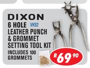 Dixon 6 Hole Leather Punch & Grommet Setting Tool Kit VK92